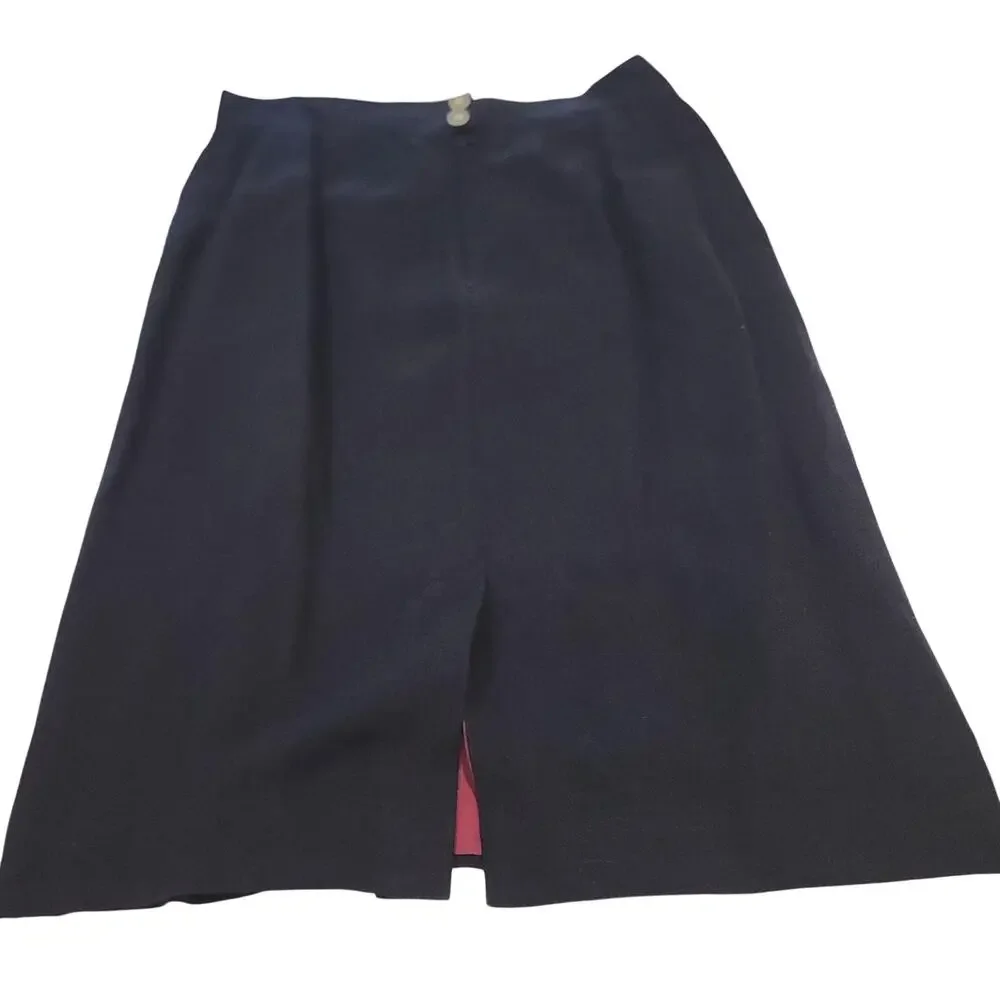 Vintage Jones New York Skirt Suit Womens 14 Navy Blue Lined 2 Piece USA Workwear